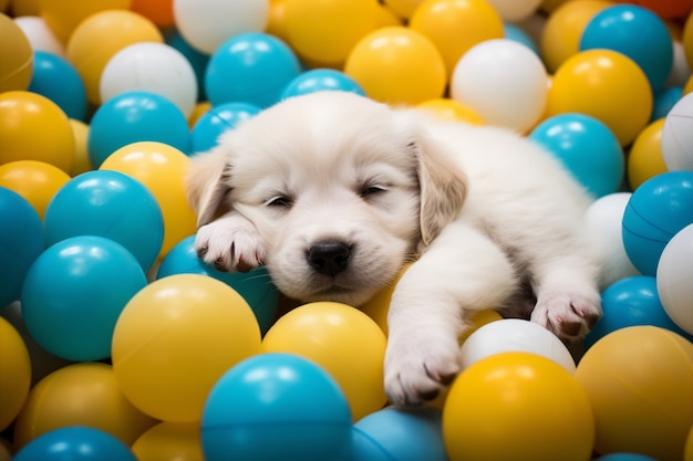 Free photo cute dog sleeping ai generated