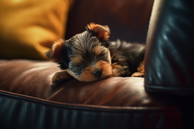 Free photo cute dog sleeping ai generated