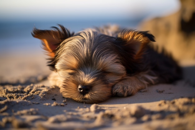 Free photo cute dog sleeping ai generated