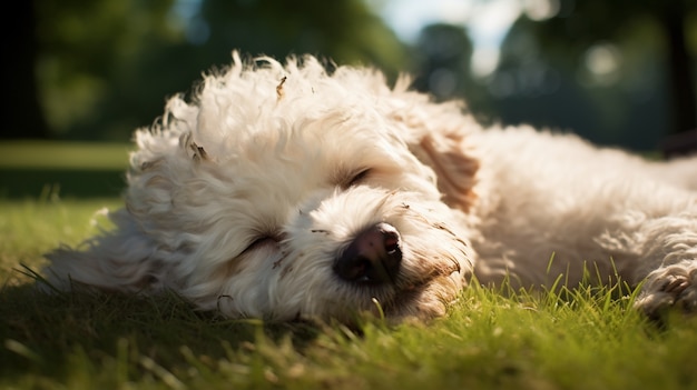 Free photo cute dog sleeping ai generated