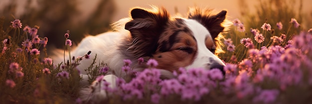 Free photo cute dog sleeping ai generated