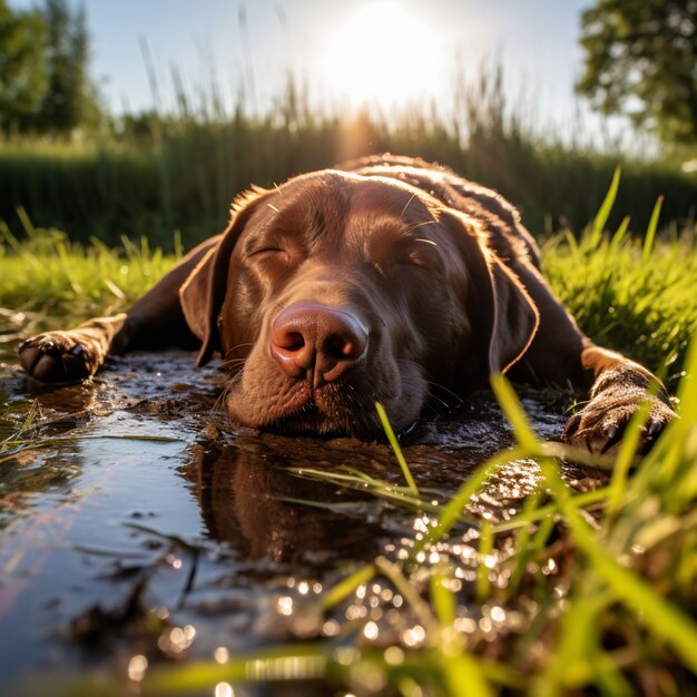 Cute dog sleeping ai generated