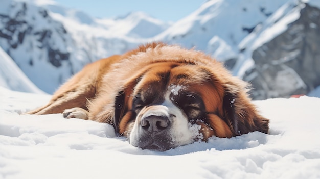 Free photo cute dog sleeping ai generated