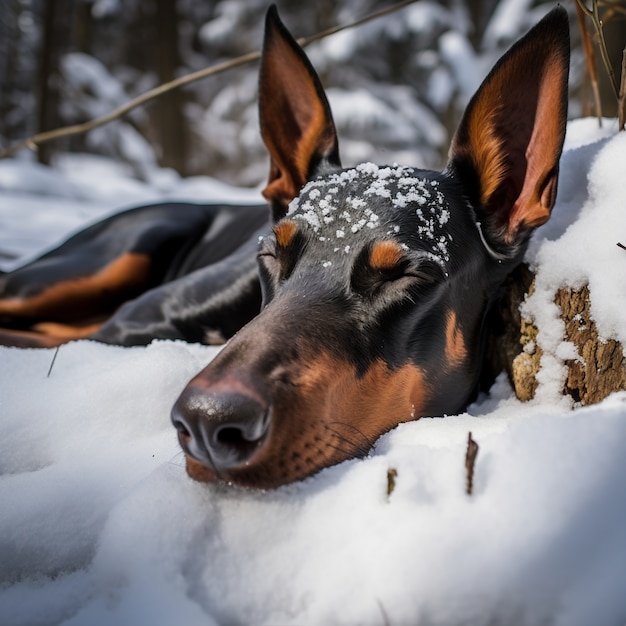 Free photo cute dog sleeping ai generated