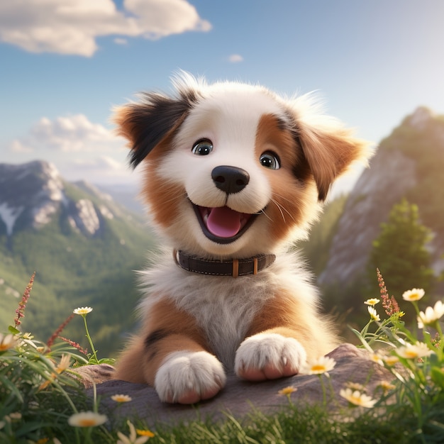 Cute dog with nature background