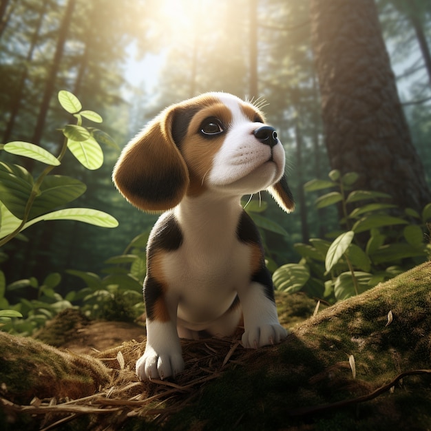 Cute dog with nature background