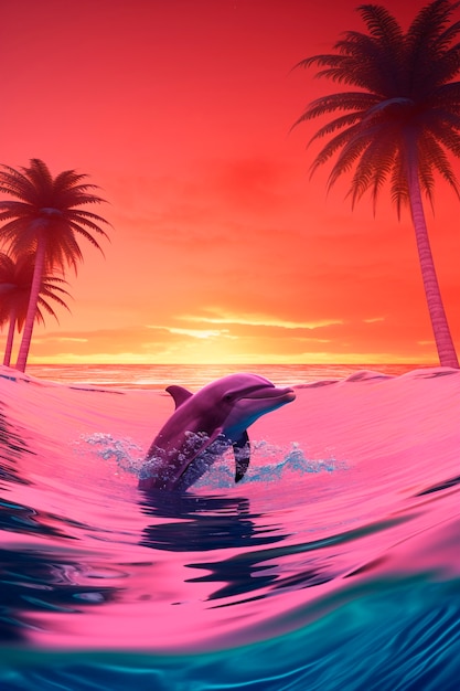 Cute dolphin in dream like environment