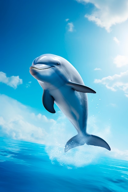 Cute dolphin jumping from water