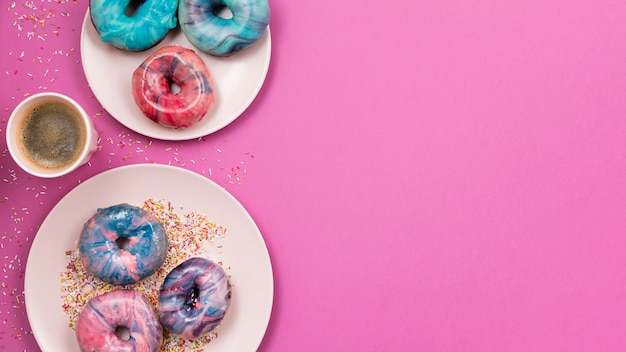 Free photo cute donut assortment copy space