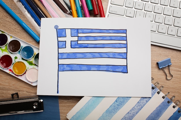 Free photo cute drawing of greece flag