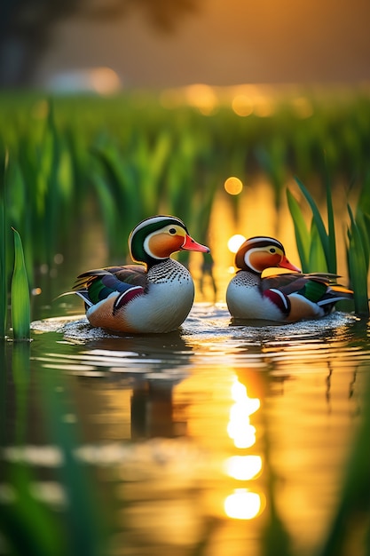 Free Photo cute duck living life in nature