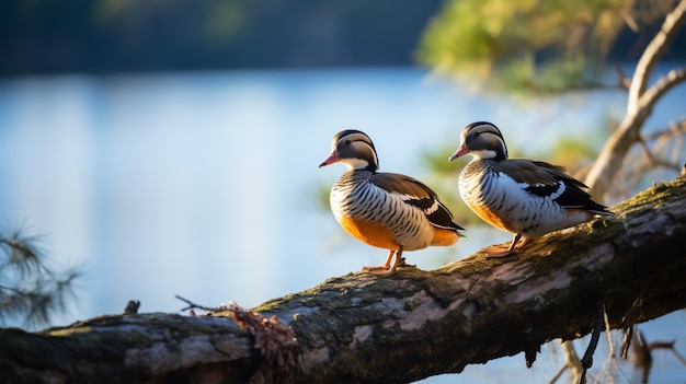 Free Photo cute ducks living in nature