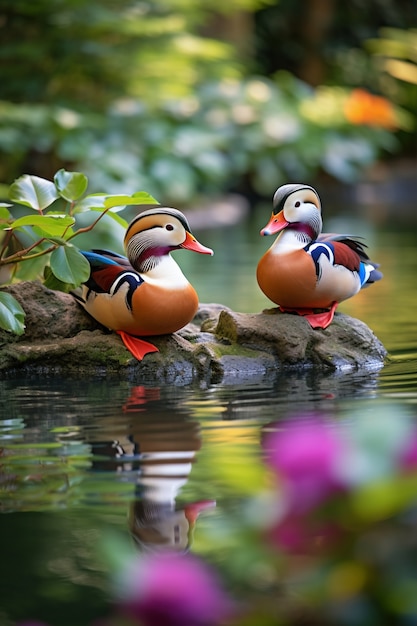 Free Photo cute ducks living in nature