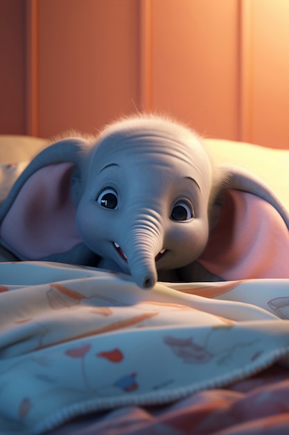 Free Photo cute elephant in bed