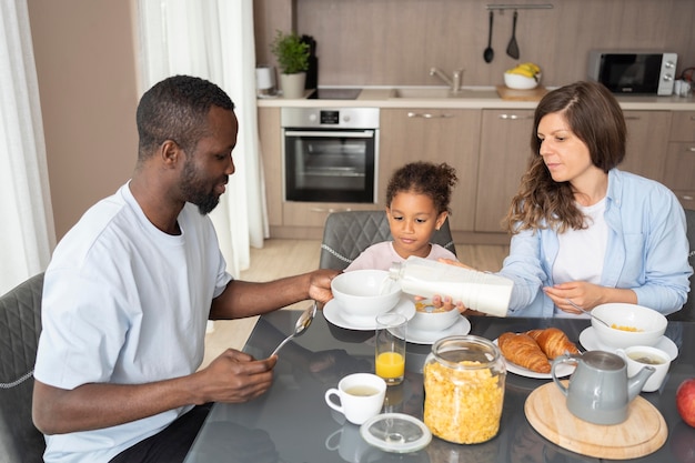 Cute family spending time together in the kitchen