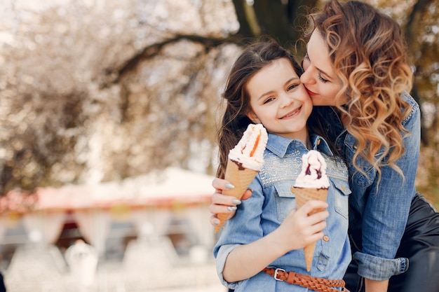 Cute family in a spring park