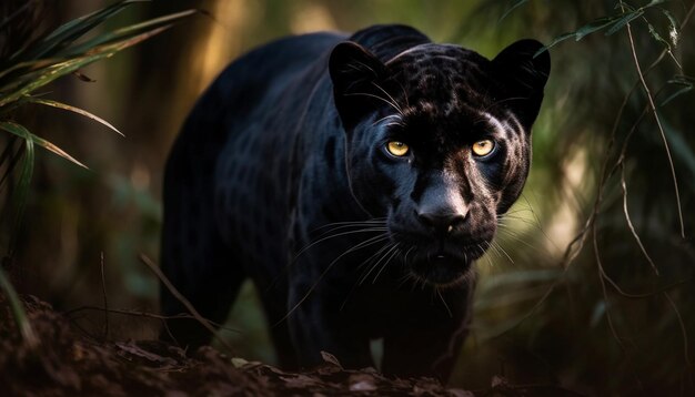 Cute feline staring in the green grass generated by AI