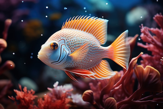 Cute fish near coral reef