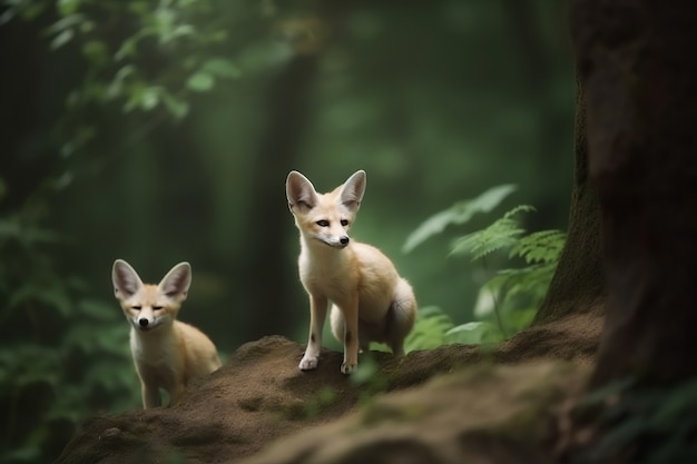 Free photo cute foxes in nature