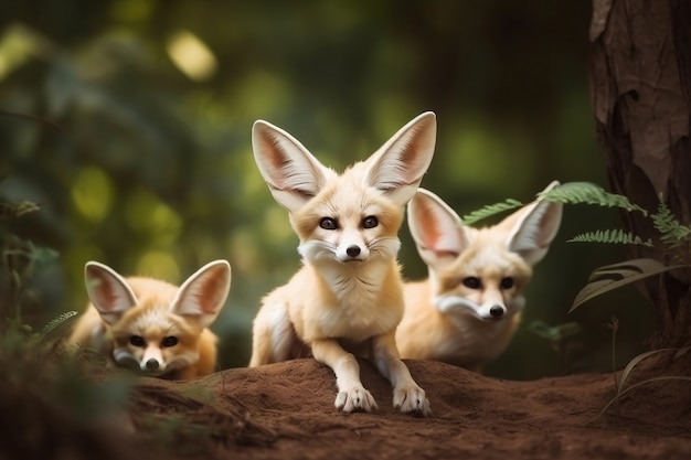 Free Photo cute foxes in nature