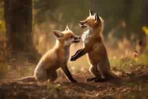 Free photo cute foxes in nature