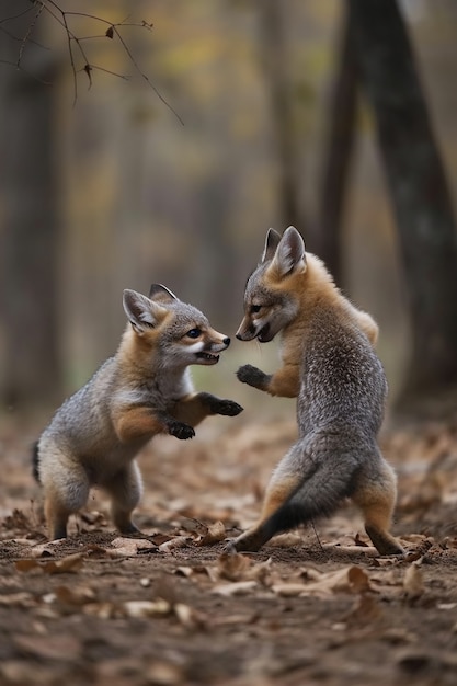 Cute foxes in nature