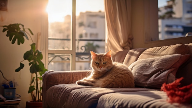 Cute furry cat indoors