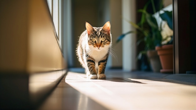 Cute furry cat indoors