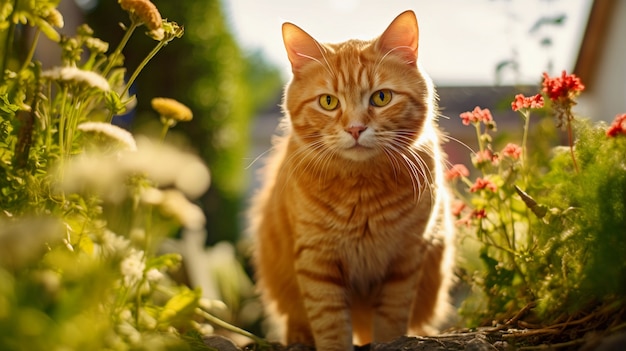 Free Photo cute furry cat outdoors