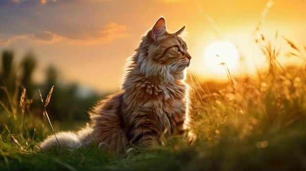 Free photo cute furry cat outdoors