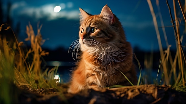 Free photo cute furry cat outdoors