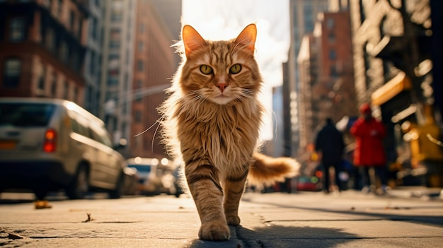 Cute furry cat outdoors