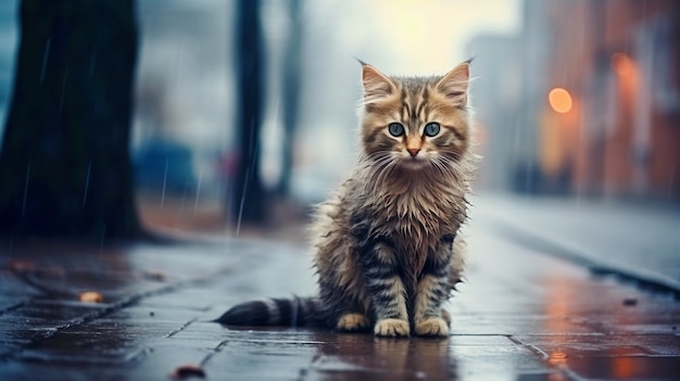 Cute furry cat outdoors