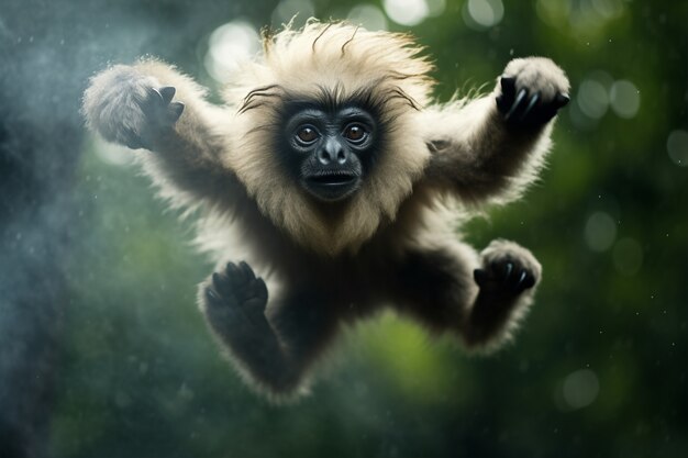 Cute gibbon in nature