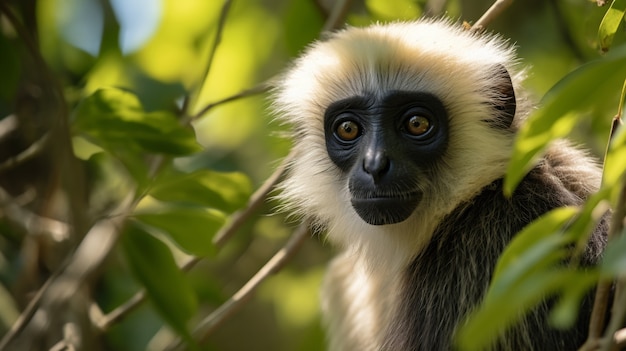 Cute gibbon in nature