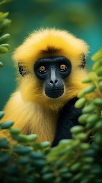 Cute gibbon in nature