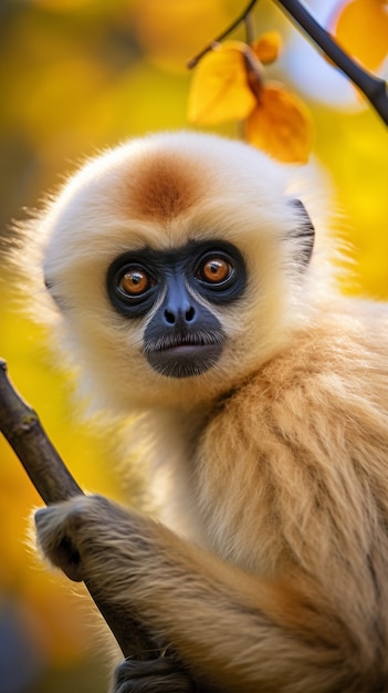 Free photo cute gibbon in nature