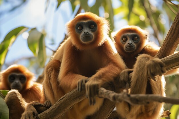 Cute gibbon in nature