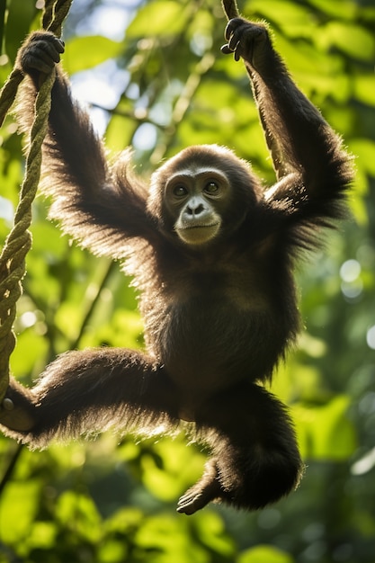 Cute gibbon in nature