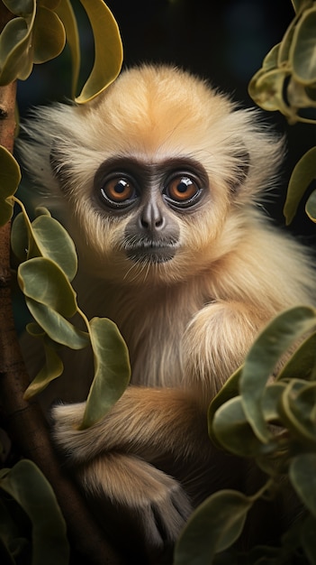 Free Photo cute gibbon in nature