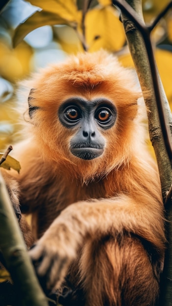 Free Photo cute gibbon in nature