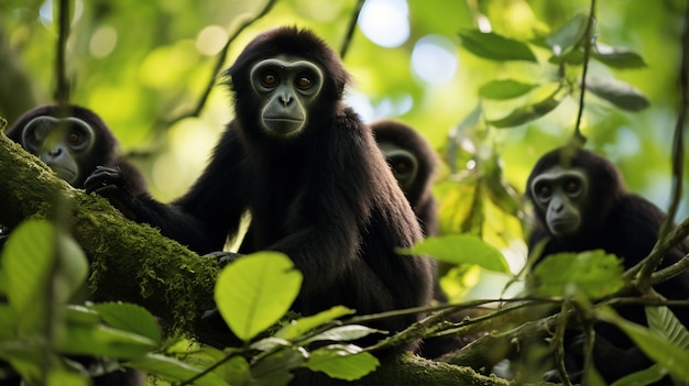 Cute gibbon in nature