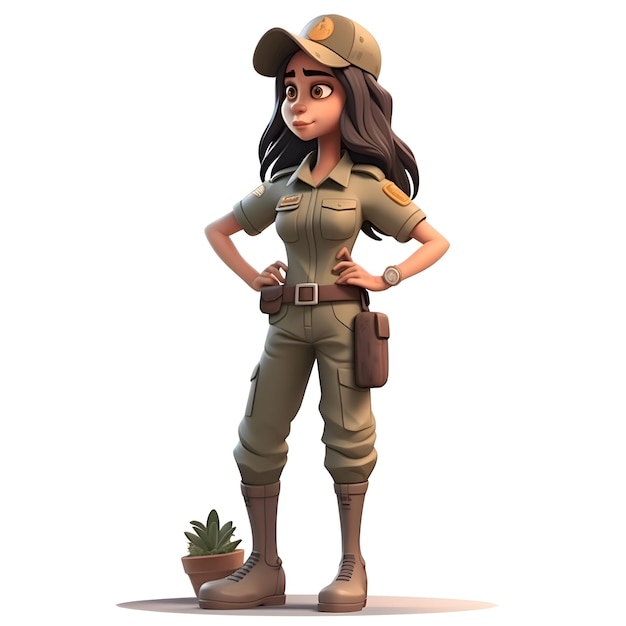 Free photo cute girl in safari outfit cartoon style vector illustration