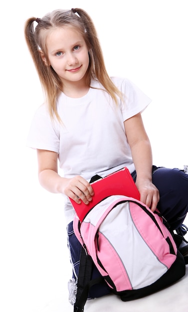 Free photo cute girl with schoolbag