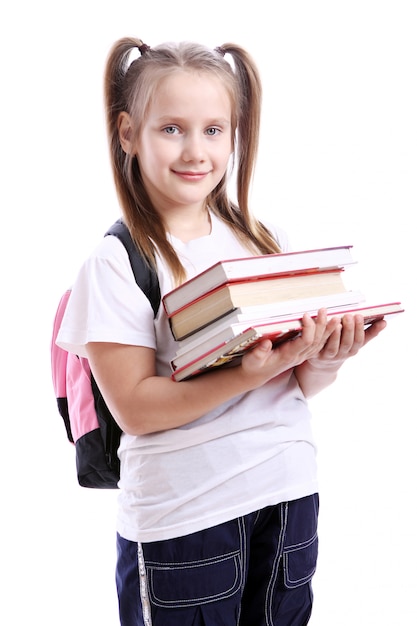 Cute girl with schoolbag