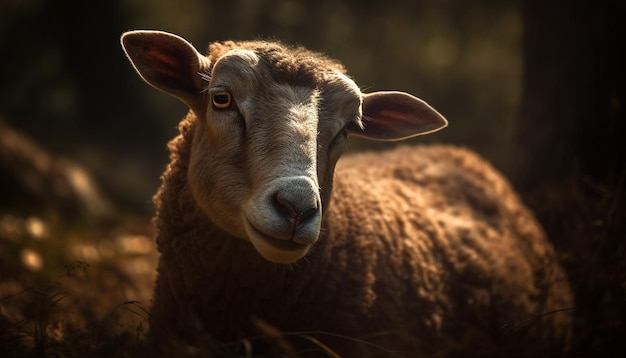 Free Photo cute goat grazing in green meadow outdoors generated by ai