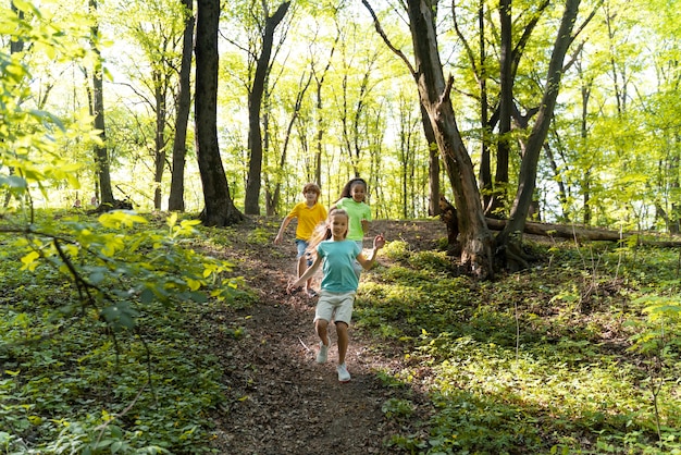 Free photo cute kids exploring nature