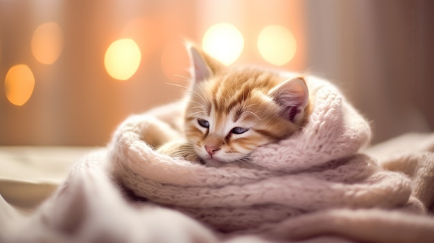 Free Photo cute kitten relaxing indoors