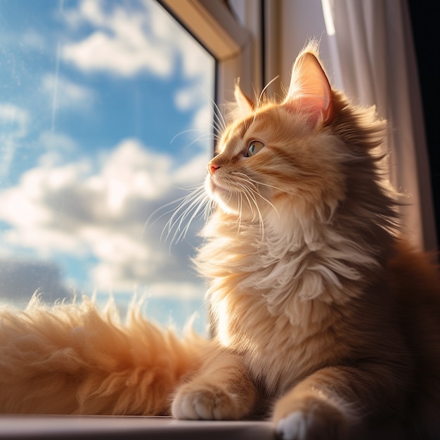 Free photo cute kitten relaxing indoors