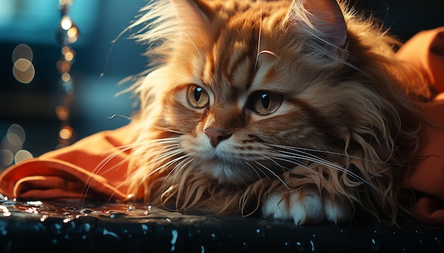 Free photo cute kitten sitting outdoors staring at camera fluffy and playful generated by artificial intelligence